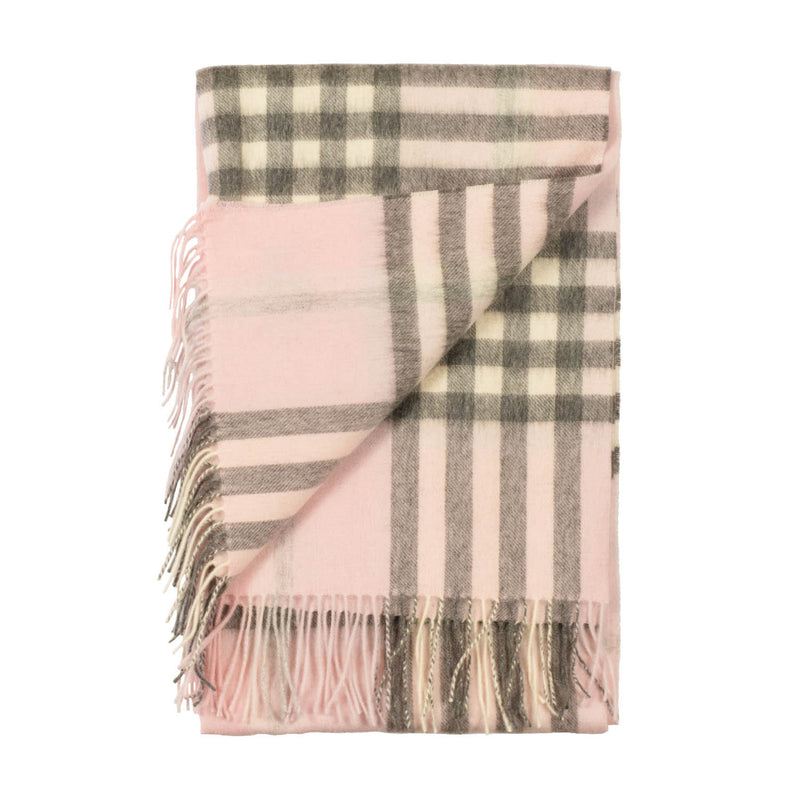 Chequer Tartan 90/10 Cashmere Stole Chalk