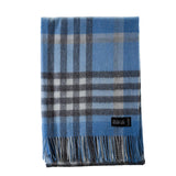 Chequer Tartan 90/10 Cashmere Blanket Blue