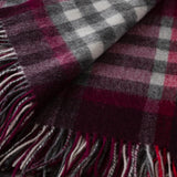 Chequer Tartan 90/10 Cashmere Blanket Damson