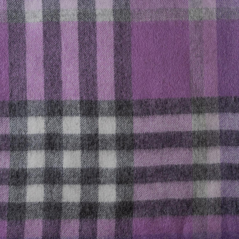 Chequer Tartan 90/10 Cashmere Blanket Heather