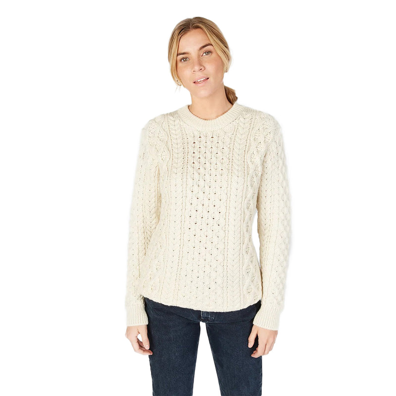 Ladies Honeycomb Stitch Blasket Sweater Natural