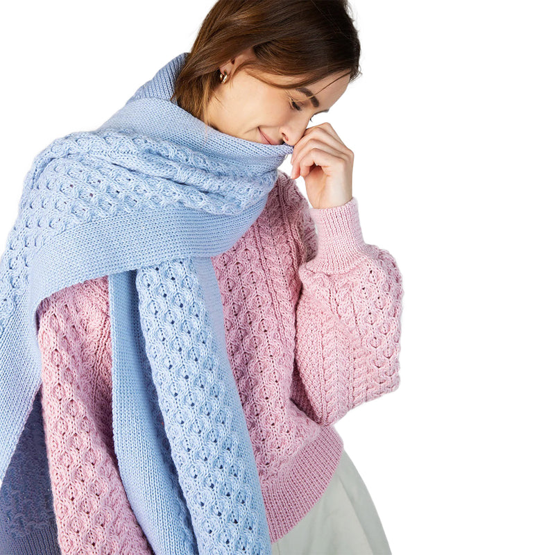 Ladies Textured Scarf Ice Blue