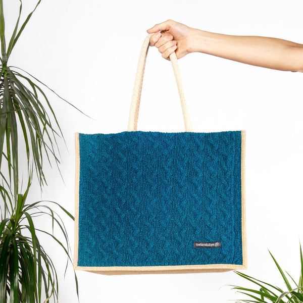 Knitted Wool Cashmere Panel Bag Teal Harbour