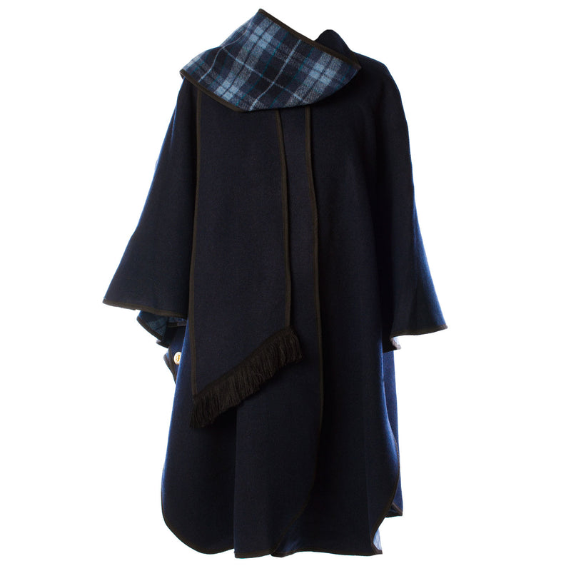 Ladies Wool Blend Reversible Cape Navy