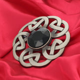 Antique Celtic Interlace Plaid Brooch Black