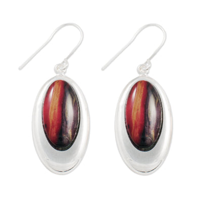 Heathergem Silver Plated Drop Oval Earrings