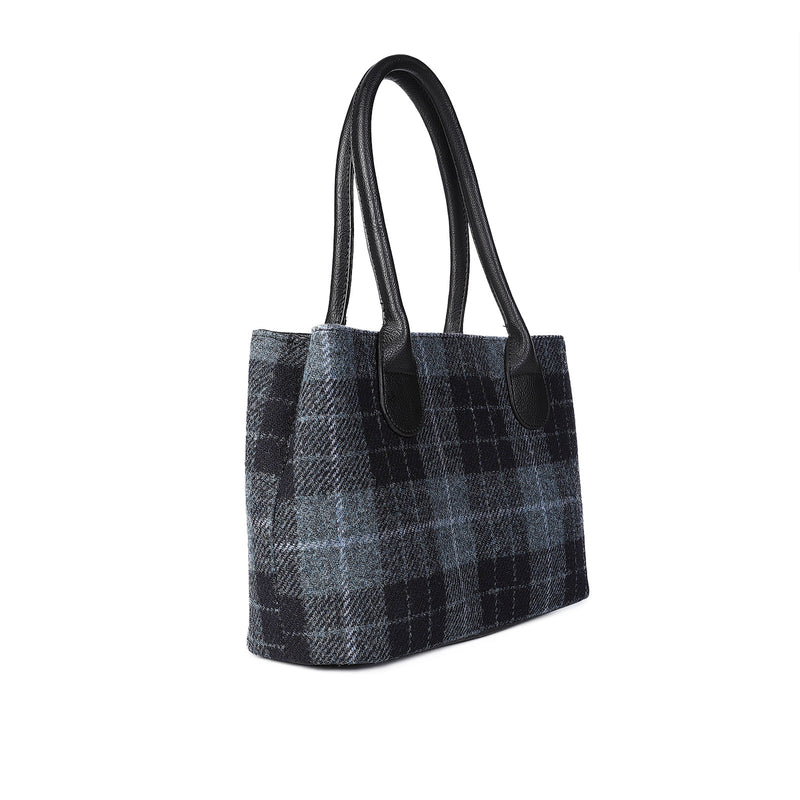 Harris Tweed Ladies Handbag - Classic Grey/Black Tartan