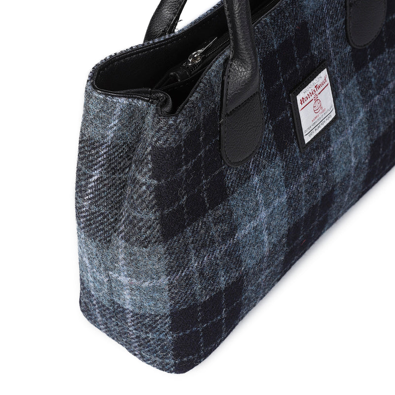 Harris Tweed Ladies Handbag - Classic Grey/Black Tartan