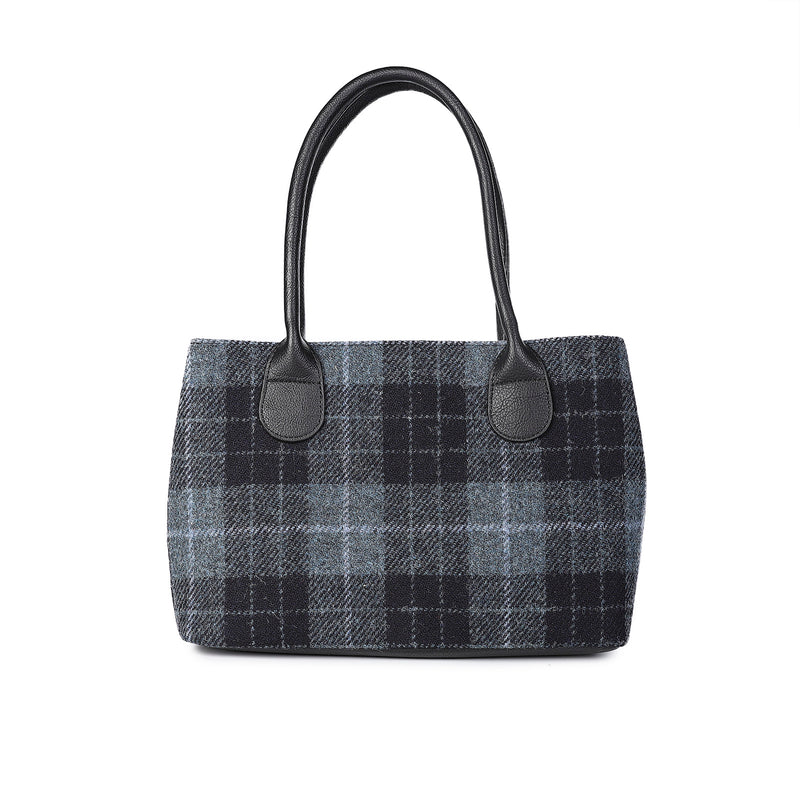 Harris Tweed Ladies Handbag - Classic Grey/Black Tartan