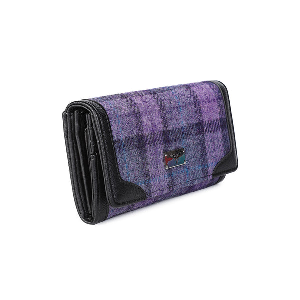 Harris Tweed Purse - Bute Bold Purple Check