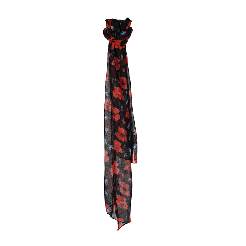 Lightweight All Seasons Poppy Scarf Black