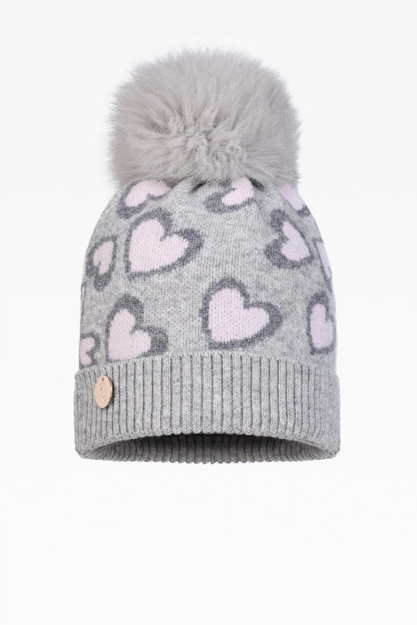 Lily Heart Pom Pom Hat - Real Fur - Dunedin Cashmere